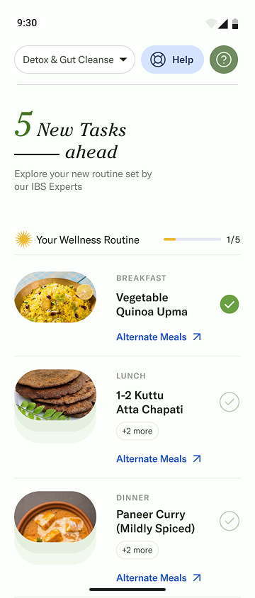The day's plan shown as a short, simple checklist
