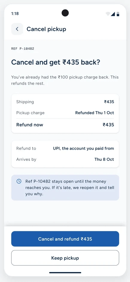 Cancel: the numbers shown first.